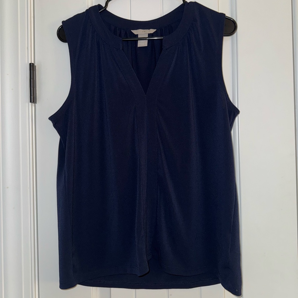 H&M V-neck Blouse (Navy)